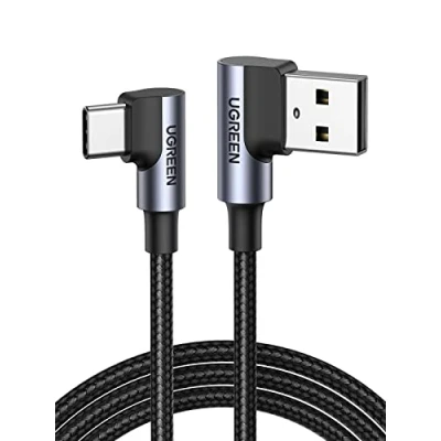 Abbildung von UGREEN USB C Ladekabel Winkel Kabel gewinkelt Nylon auf kompatibel mit Galaxy S24/S24+/S23/S22/A73/A53 P30 Lite Redmi 10 iPhone 15/15 Pro/15 Pro Max(2M)