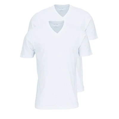 Abbildung von Olymp Herren T Shirt City Doppelpack V Neck, M, Weiß