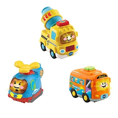 Abbildung von VTech 80 242184 TUT Baby Flitzer 3er Set Reisebus, Helikopter, Betonmischer Spielfahrzeug, Mehrfarbig