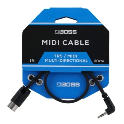 Abbildung von BOSS BMIDI 1 35 30 cm Platzsparendes 3,5 mm TRS auf 5 Pin MIDI Kabel mit multidirektionalen Steckern hochwertige Verbindung Pedalen