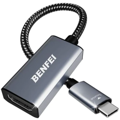 Abbildung von BENFEI USB C auf HDMI Adapter 4K [Nylon geflochten&amp;Aluminum Alloy], Typ [Thunderbolt 3/4] zu Konverter kompatibel für iPhone 15 Pro/Max MacBook Pro/Air 2023 iPad Pro iMac S23 XPS 17 usw