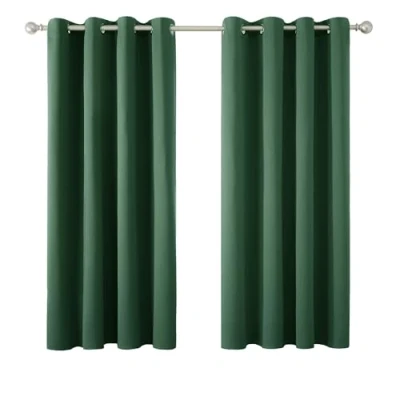 Abbildung von Deconovo Gardinen Blickdicht Vorhang Schlafzimmer Kälteschutz Vorhänge Fenstervorhang, 160x117 cm(HöhexBreite), Waldgrün, 2er Set