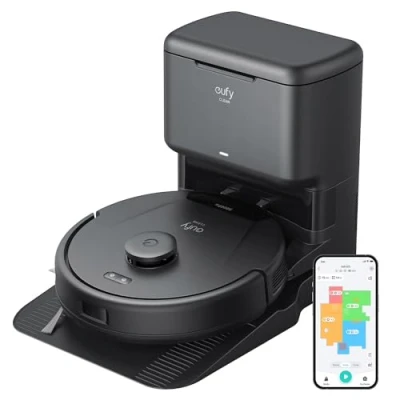 Abbildung von eufy L60 Saugroboter mit Absaugstation, Ultra Starke 5.000Pa Saugkraft, Anti Haar Verwicklung, Absaugstation 60 Tage ohne Leeren, iPath Laser Navigation, für Hartböden &amp; Haare, Google Alexa