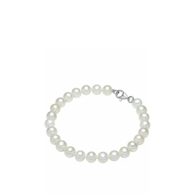 Abbildung von Valero Pearls Damen Perlenarmband Hochwertige Süßwasser Zuchtperlen 7 8 mm Rund weiß 925 Sterling Silber Damenarmband mit echten Perlen geknotet