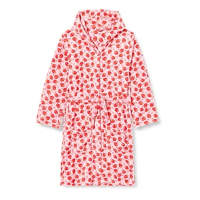 Abbildung von Playshoes Unisex Kinder Fleece Bademantel Morgenmantel, Erdbeeren, 122/128