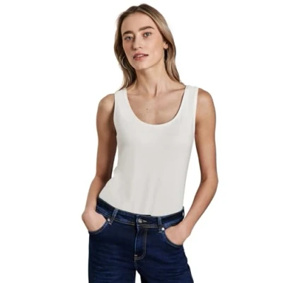 Abbildung von Street One Damen A322896 Basic Top in Unifarbe, Off White, 36