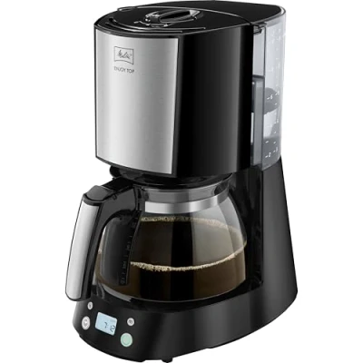 Abbildung von Melitta Enjoy Top Timer Filterkaffeemaschine mit Glaskanne Funktion Tropfstopp 10 Tassen Schwarz (1017 11)