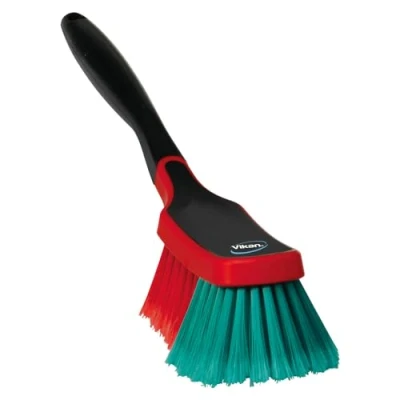 Abbildung von Vikan 525252 Multibürste/Felgenbürste, 310 mm x 290 mm, Weiche gesplisste Borsten, Schwarz Premium Bürste zur Felgenreinigung