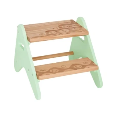 Abbildung von B. spaces Stabiler Tritthocker Kinder aus Holz Hocker, Schemel mit 2 Stufen Kindermöbel mintfarben für Bad, Küche, Kinderzimmer ab Jahre, Klein, Mint