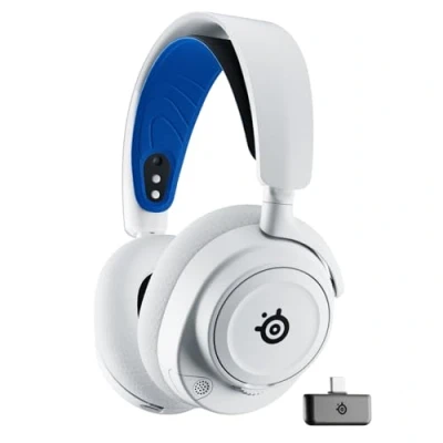 Abbildung von SteelSeries Arctis Nova 7P Wireless Multi Platform Gaming Headset maßgeschneiderte HiFi Treiber 2,4 GHz + Bluetooth 38 Std. Akku USB C Einziehbares Mikrofon PlayStation, PC, VR, Switch