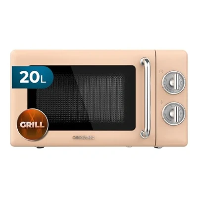 Abbildung von Cecotec Mikrowelle mit Grill Proclean 3110 Retro Beige Mechanische, 700 W in 6 Stufen, Timer bis zu 30 Minuten, Auftaumodus, Vintage Design Beige, Stahl Finish