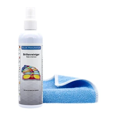 Abbildung von Blum Manufaktur 250ml Brillenreiniger + Mikrofasertuch 30 x cm Brillenspray Brillenreinigung Qualitativ hochwertiges Reinigungsspray für eine schnelle und gründliche Reinigung.