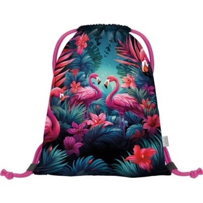 Abbildung von Baagl Turnbeutel für Mädchen und Damen Schuhbeutel, Schule Kindergarten Sportbeutel, Sportrucksack (Flamingos)