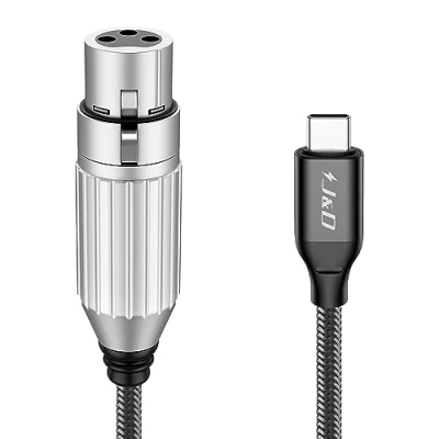 Abbildung von J&amp;D USB C zu XLR Mikrofon Audiokabel, Geflochtenes Buchse Mikrofonkabel für Audioaufnahmen, Dynamisches Mikrofon, Kompatibel iPhone 15/15 Plus/15 Pro/15 Pro Max, MacBook, PC, 2 m