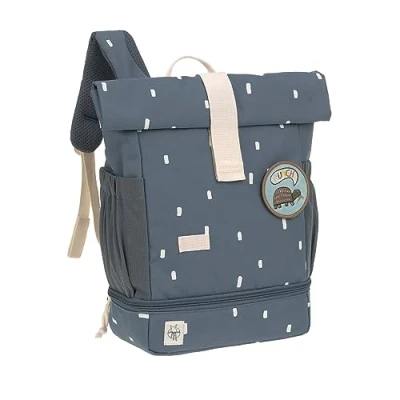 Abbildung von LÄSSIG Kindergartenrucksack Kinderrucksack Rolltop mit Brustgurt wasserabweisend, 11 Liter/Mini Backpack Happy Prints Dunkelblau