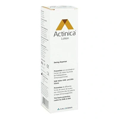 Abbildung von ACTINICA Sonnenschutz Lotion mit LSF 50+, 80g, Prävention von Formen des hellen Hautkrebs bei Risikopatienten, Spendet Feuchtigkeit, Pflegt die Haut, Für alle Hauttypen