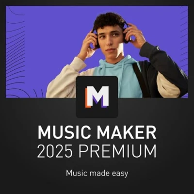 Abbildung von MAGIX MUSIC Maker 2025 Premium MADE EASY Audio Software Musikprogramm für Windows 10/11 1 PC Volllizenz 2 Geräte in praktischer Versandbox