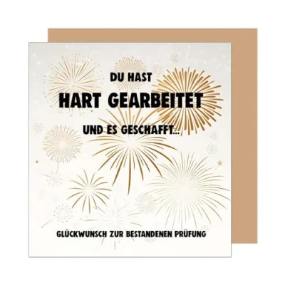 Abbildung von Edition Seidel Premium quadratische Glückwunschkarte zur bestandenen Prüfung mit Umschlag. Grußkarte Karte Spruch Abschluss Feier Abitur Studium Mann Frau Jugendliche Jugendlicher (PRQ102 SW025)