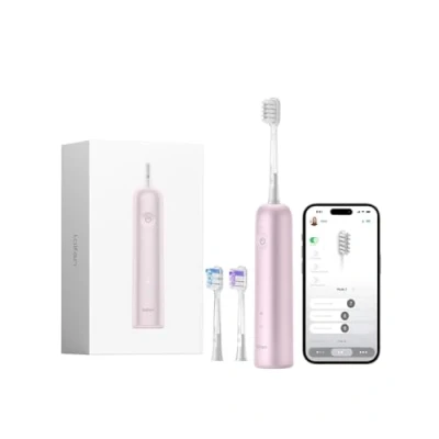 Abbildung von Laifen Wave elektrische Zahnbürste, Oszillation &amp; Vibration Schallzahnbürste für Erwachsene mit 3 Bürstenköpfen, IPX7 wasserdicht magnetisch wiederaufladbar Reisezahnbürste (Alu Rosa)