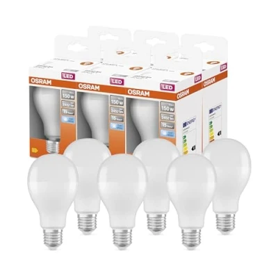 Abbildung von OSRAM LED Star Classic A150 Lampe für E27 Sockel, Birnenform, FR, 2452 Lumen, kaltweiß (4000K), Ersatz herkömmliche 150W Glühbirnen, nicht dimmbar, 6er Pack