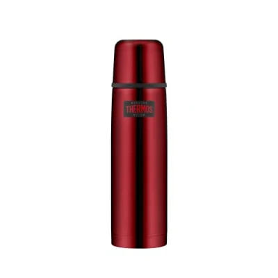 Abbildung von THERMOS LIGHT &amp; COMPACT BEVERAGE BOTTLE 0,75l, cranberry red, Thermosflasche Edelstahl, Isolierflasche rot mit Trinkbecher, 18 h heiß / 24 kalt, spülmaschinenfest, absolut dicht, BPA frei