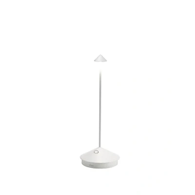 Abbildung von Zafferano, Pina Lampe, Kabellose, Wiederaufladbare Tischlampe mit Touch Control, Auch für den Außenbereich Geeignet, Dimmer, 2200 3000 K, Höhe 29 cm, Farbe Weiß
