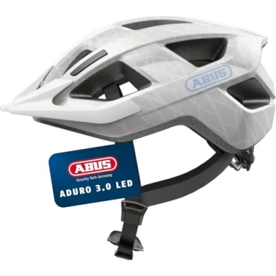 Abbildung von ABUS Fahrradhelm Aduro 3.0 LED Sportiver City Helm in stilvollem Design für alltägliche und sportliche Touren mit Rücklicht Damen Herren Größe L, Weiß
