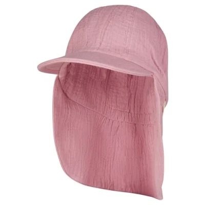 Abbildung von Sterntaler Schirmmütze Nacken Musselin Mädchen Mütze mit Nackenschutz UV Schutz 50+ Sonnenhut Baby und Kinder Kopfbedeckung aus Baumwoll (Bio) samtrosa, Größe 49