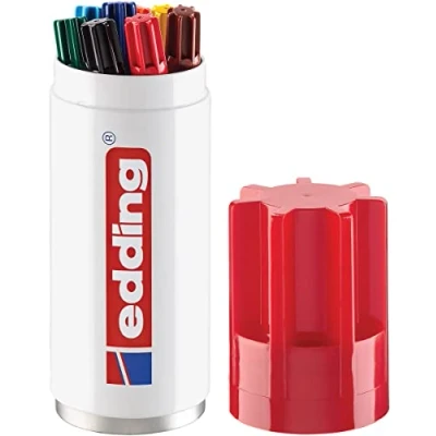 Abbildung von edding 3000 Permanentmarker Stifte Dose 8 Farben Set Rund Spitze 1,5 3 mm schnell trocknender Permanent Marker wasserfest, wischfest für Karton, Kunststoff, Holz, Metall Etui