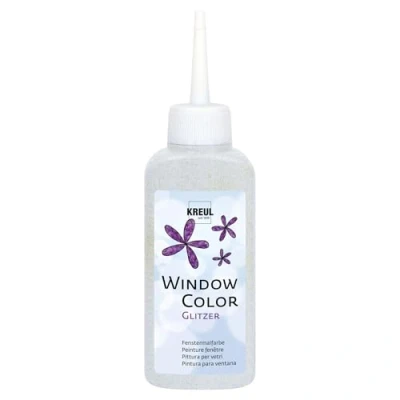 Abbildung von KREUL 42728 Window Color glitzer silber 80 ml, glitzernde Fenstermalfarbe auf Wasserbasis, für glatte Oberflächen wie Glas, Spiegel und Fliesen
