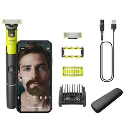 Abbildung von Philips OneBlade 360 Face &amp; Body mit App Anbindung Elektrischer Bartschneider, Rasierer und Bodygroom Technologie, verstellbarer 5 in 1 Trimmaufsatz, 1x Körper Kit, QP4631/30