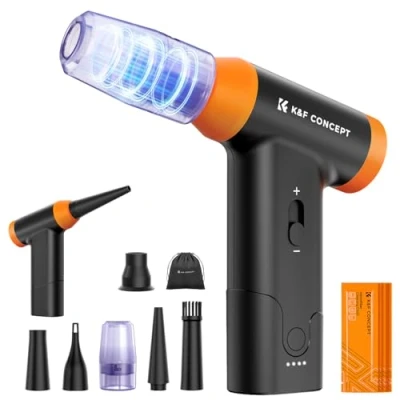 Abbildung von K&amp;F Concept 2 in 1 Elektrisches Luftgebläse 150000 U/min, mit 5000mAh Akku，Super Power Druckluft Compressed Air Duster Mini Druckluftreiniger für Tastatur, Kamera, Auto, PC, Schwimmring, Sofa