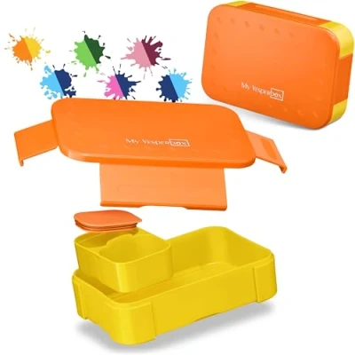 Abbildung von My Vesperbox Mini Lite Bento Box Kinder Lunchbox extrem robust Brotdose Brotbox ideal für Kindergarten und Schule (Orange Gelb)