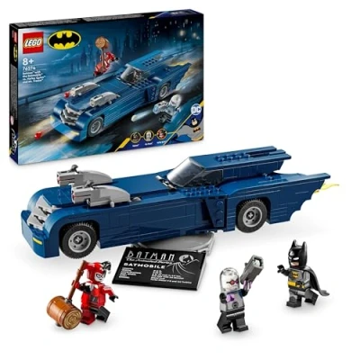Abbildung von Lego DC Batman: Batman im Batmobil vs. Harley Quinn und Mr. Freeze, Spielzeug Auto aus der Zeichentrickserie für Kinder, Geschenk Jungen Mädchen ab 8 Jahren 76274