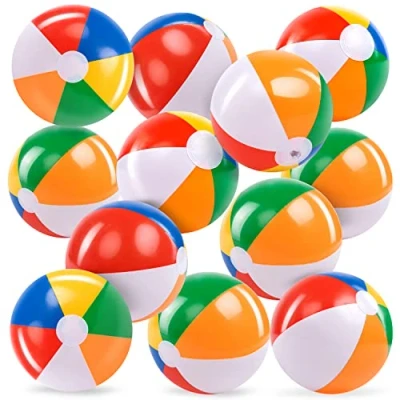 Abbildung von JOYIN Regenbogen Strand Bälle (12 Pack), 30 cm aufblasbare Schwimmbad Spielzeug für Sommer Wasser Spiele Kinder 12 Zoll