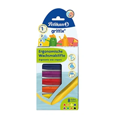 Abbildung von Pelikan 700832 Wachsmaler griffix, 8 Stück sortiert im Karton Etui, für Links und Rechtshänder, 1