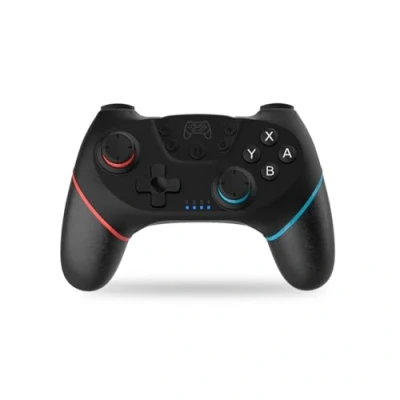Abbildung von NK Wireless Switch Controller, kompatibel mit Switch/OLED/Lite/Pro, Wake Funktion, Makro Einstellungen, Bluetooth, 6 Achsen Sensor, Turbo Dual Shock, LED Anzeigen, Schwarz (Rot/Blau)