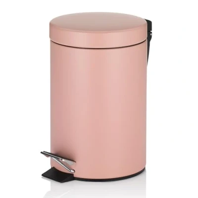 Abbildung von kela Kosmetikeimer rosa 3l, Metall Tretmülleimer Badezimmer, Badmülleimer mit Inneneimer und Tragehenkel, MONACO, altrosa matt