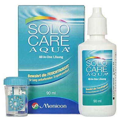 Abbildung von Demel Augenoptik Solocare Aqua Reise Set Kontaktlinsenflüssigkeit für Weiche Kontaktlinsen, 90ml