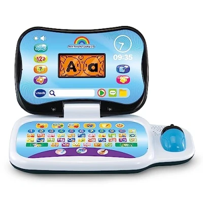 Abbildung von VTech Mein Vorschul Laptop 2.0 Lerncomputer zum Entdecken von Zahlen, Formen, Logik u. v. m. Für Kinder 3 6 Jahren, Blau