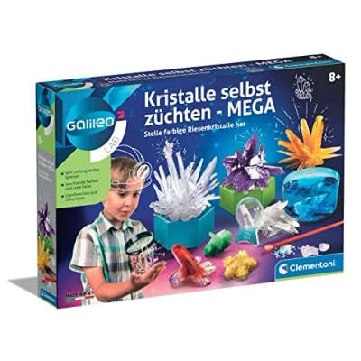 Abbildung von Clementoni Galileo Lab Kristalle selbst züchten Mega, Experimentierkasten für Kinder ab 8 Jahren, farbenfrohe Experimente fürs Kinderzimmer, 59130