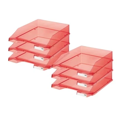 Abbildung von HAN Briefablage Klassik TRANSPARENT, 6 STÜCK, Moderne, transparente und stapelbare Ablage im frischen Design bis Format A4/C4, 1026 X 26, transparent blau