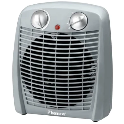 Abbildung von Bestron Heizlüfter mit 2 Leistungsstufen, inkl. Umkippsicherung &amp; Überhitzungsschutz, für Räume bis zu 20m², 2000 Watt, Farbe: Grau