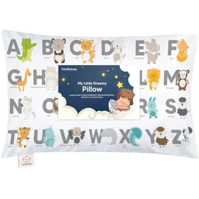 Abbildung von Kopfkissen Kleinkind mit Kissenbezug Weich Bio Baumwolle Kissen Kinder zum Schlafen Waschbar Kinderkopfkissen für Kleinkinder Kinderkissen (KeaABC)
