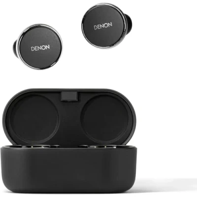 Abbildung von Denon PerL Pro Premium True Wireless Kopfhörer, personalisiertes Klangprofil mit Masimo Adaptive Acoustic Technology, Geräuschunterdrückung, Wasserbeständigkeit und integrierten Mikrofonen, schwarz