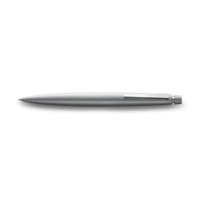 Abbildung von Lamy 2000 silver Druckbleistift edler Minenbleistift im samtmatt polierten Gehäuse aus Edelstahl perfekt ausbalanciert Bleistift mit Feinstrichmine M 40 in Strichbreite 0,7 mm &amp; Radiertip