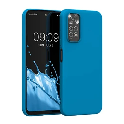Abbildung von kwmobile Hülle kompatibel mit Xiaomi Redmi Note 11 / 11S weiches TPU Silikon Case Cover geeignet für kabelloses Laden Karibikblau