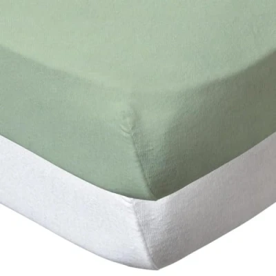 Abbildung von Babycalin 2er Set Spannbettlaken Weiß/grün 70x140x17cm