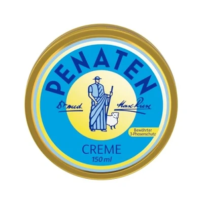 Abbildung von Penaten Creme (150 ml), Baby Wundschutzcreme mit Nässeschutz &amp; Hautschutz, beruhigt schützt sofort empfindliche Babyhaut dank Zinkoxid, Lanolin Panthenol, neue Formel bewährtem 3 Phasenschutz
