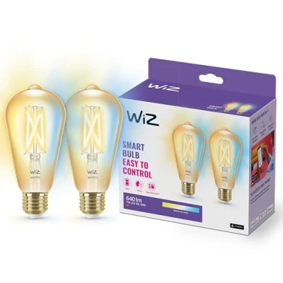 Abbildung von WiZ Tunable White LED Lampe, E27, Amber, 50 W, dimmbar, warm bis kaltweiß, smarte Steuerung per App/Stimme über WLAN, Doppelpack